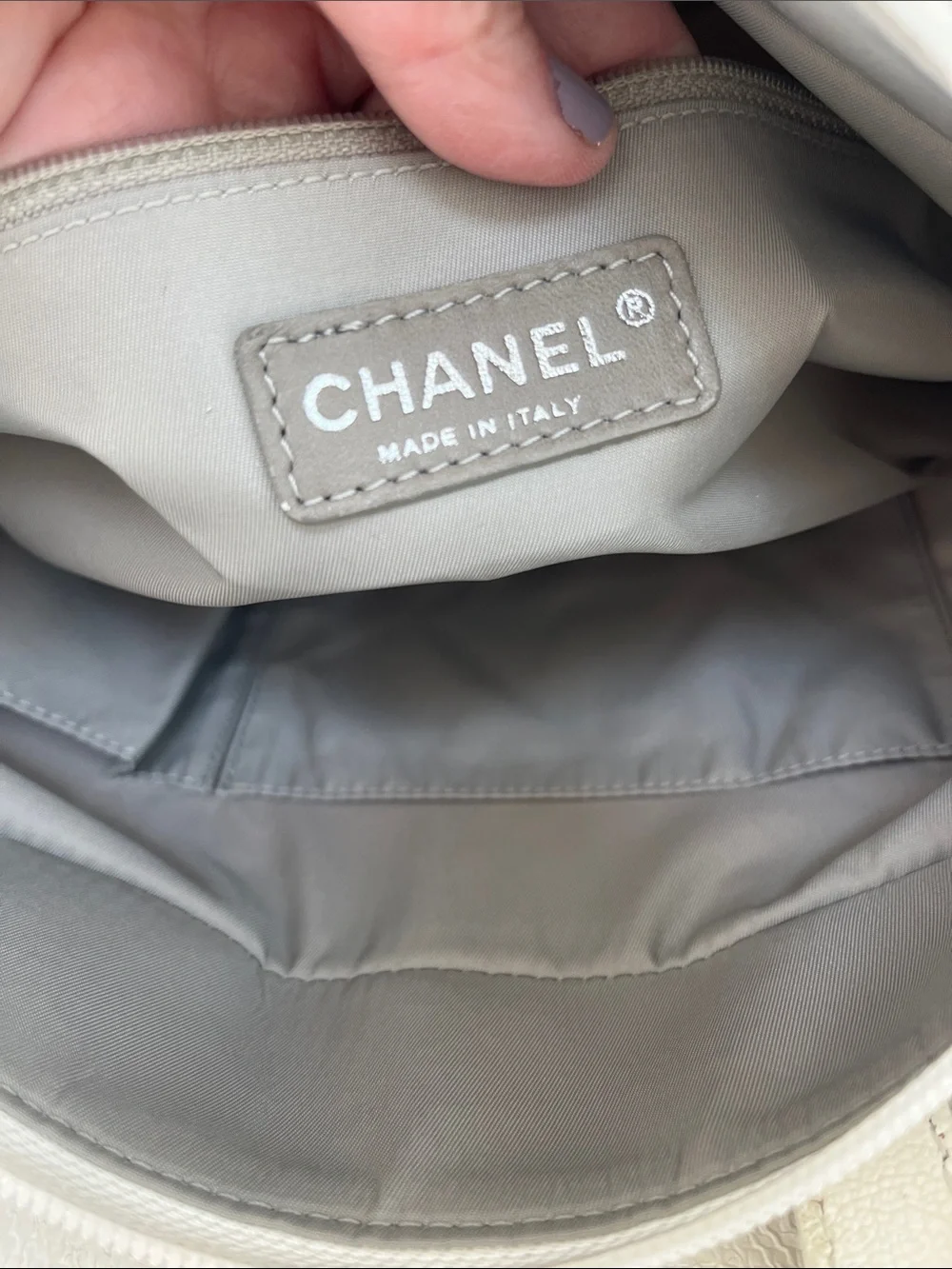 Chanel Paris Biarritz White Tote Bag Silver Charm Hardware Guaranteed Authentic
